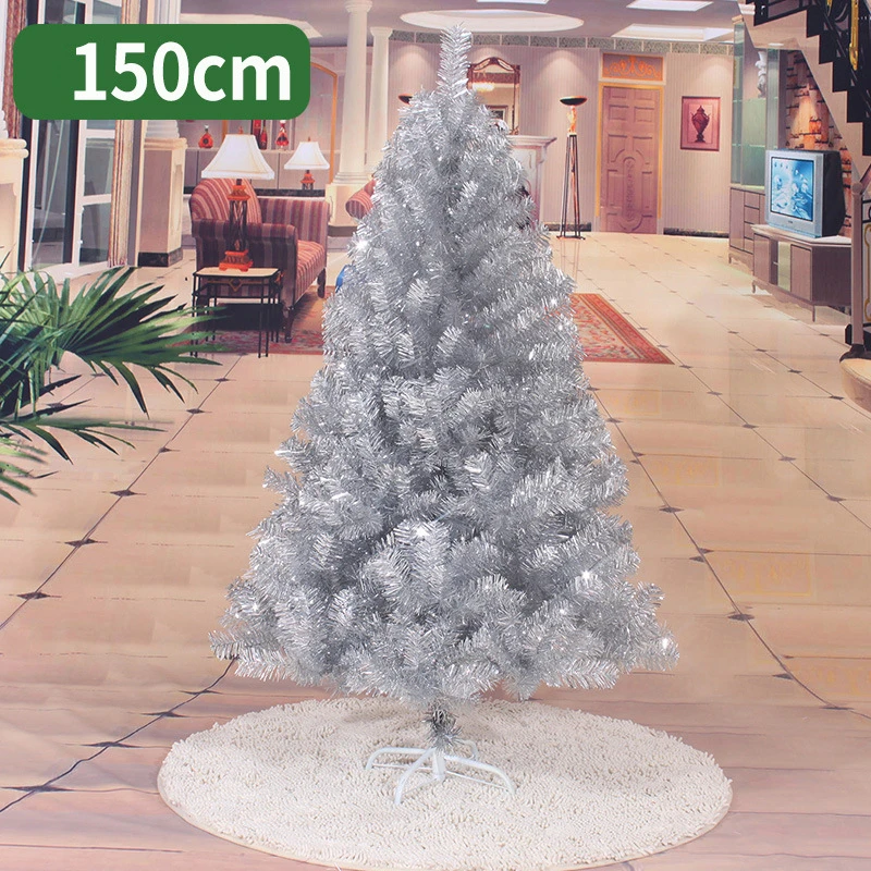 150 см Рождественская елка, белое серебро, искусственные елочные украшения, рождественские украшения для дома
