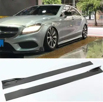 

REAL CARBON FIBER SIDE BODY SKIRTS KIT LIP COVER FOR Mercedes-Benz W218 CLS 260 300 320 350 400 63 2012-2018
