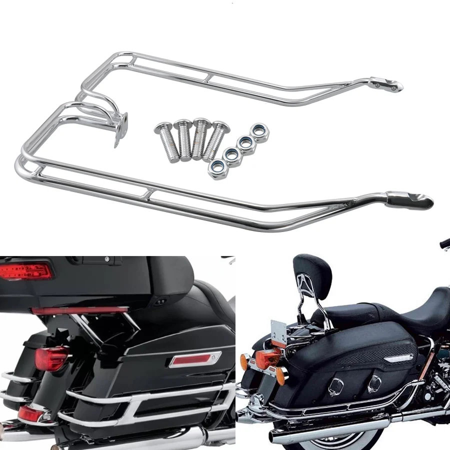 

Motorcycle Saddlebag Bumper For Harley Touring Road King Electra Glide 2009-2013 Chrome Protection Guard Crash Bars Bracket