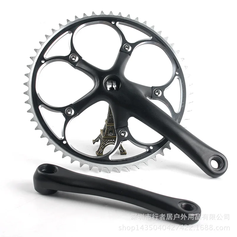 

Small Wheel Folding Bicycle Square Hole Crank Disc QK Single Disc Crankset 56 T Crank Frosted Black 130bcd