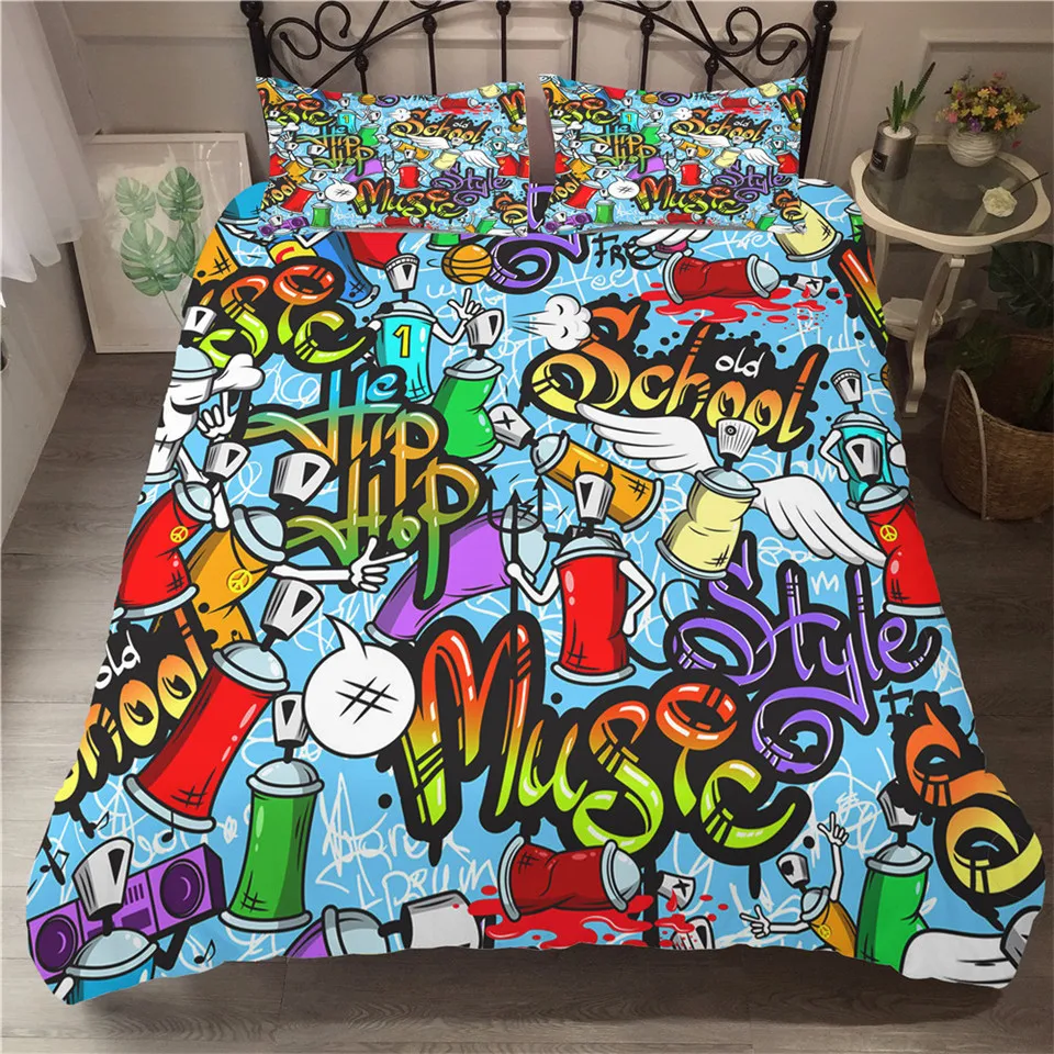 3D Duvet Cover King Size With Music Printed Black Quilt Cover With Pillowcase Bed Room Linen Single Double Custom Bedding Set