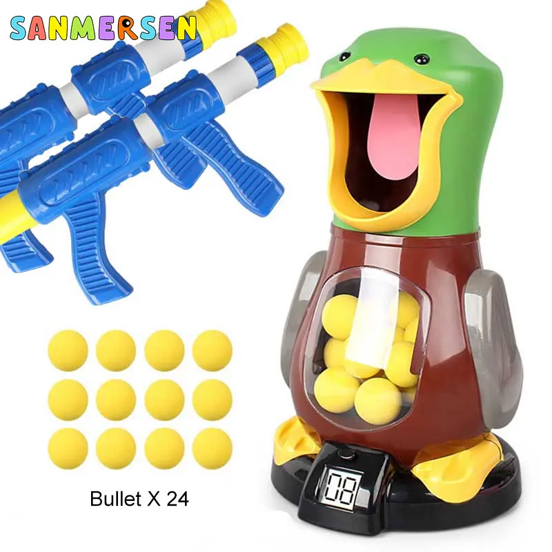 Игрушечный пистолет для стрельбы в виде голодной утки, электронный безопасный пулевидный мяч EVA для детей, детская игра для стрельбы, мишень, Поппер, игрушечный пистолет - Цвет: set 2