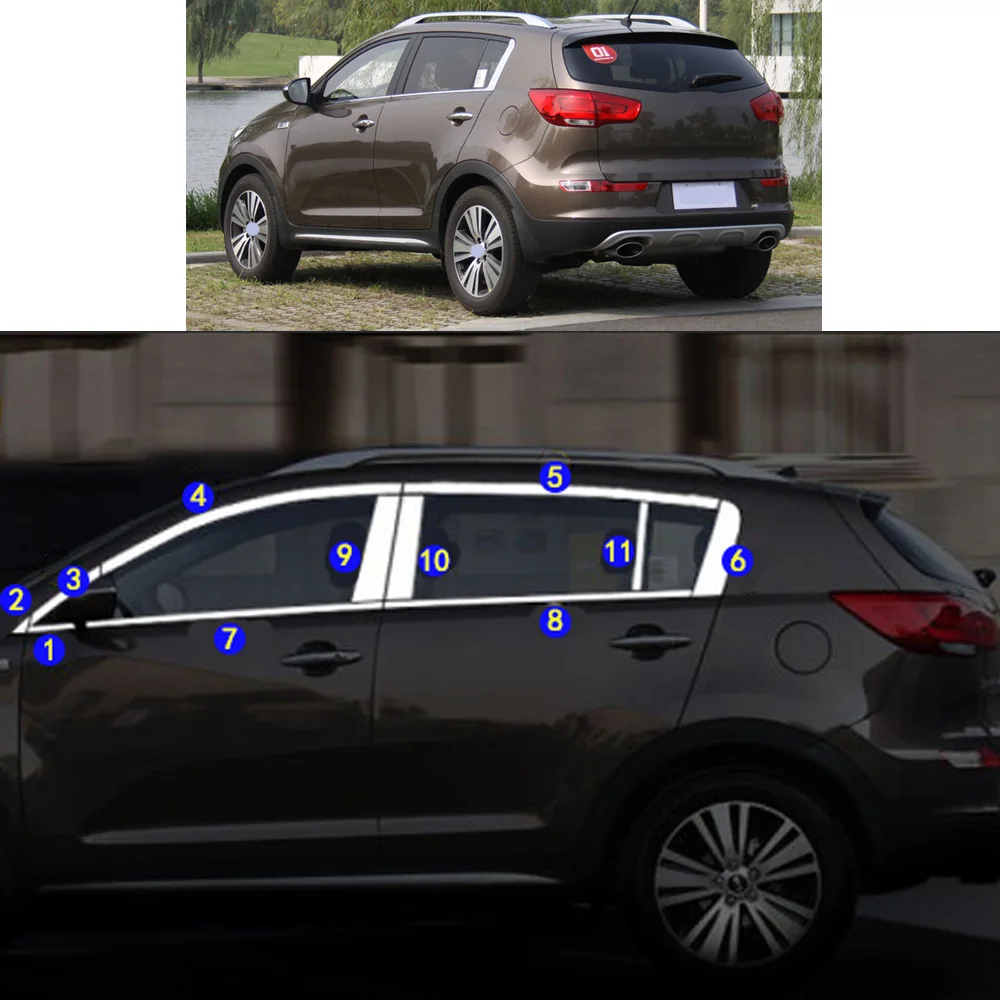 Car Sticker Garnish Pillar Window Middle Strip Trim Frame Hoods For KIA Sportage R SportageR 2011 2012 2013 2014 2015 2016 2017 |