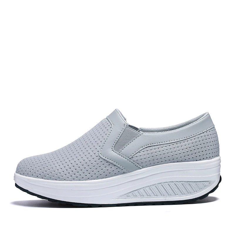 grey women shoes Серая женская обувь; обувь, увеличивающая рост, на каблуке 5 см; кроссовки на танкетке; дышащая Нескользящая удобная обувь для фитнеса; большие размеры 35-43 - Цвет: grey women shoes
