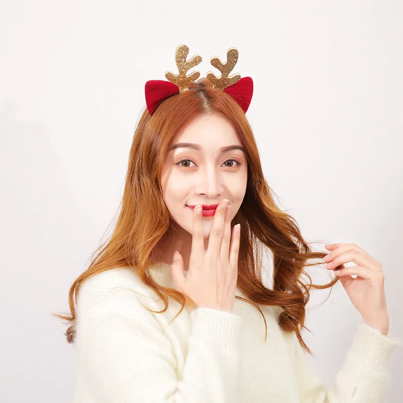 Christmas Headband Antler Xmas Hair Band Clasp Headwear Head Hoop Party Hairband head hoop Christmas Gift