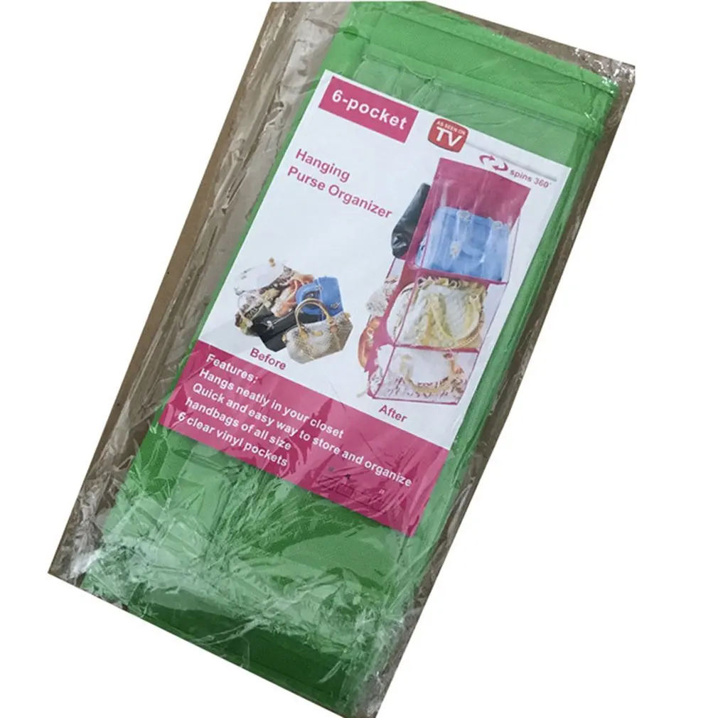 Double Side 6 Layers Foldable Hanging Handbag Purse Storage Bag Sundry Tidy Organizer Wardrobe Closet Hanger