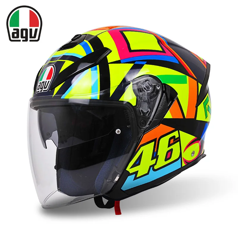 Organizar Gaviota Persona a cargo AGV K5 JET Valentino Rossi de doble lente medio Casco de la motocicleta de  cuatro estaciones Casco medio cubierta de Casco para motocrós - AliExpress