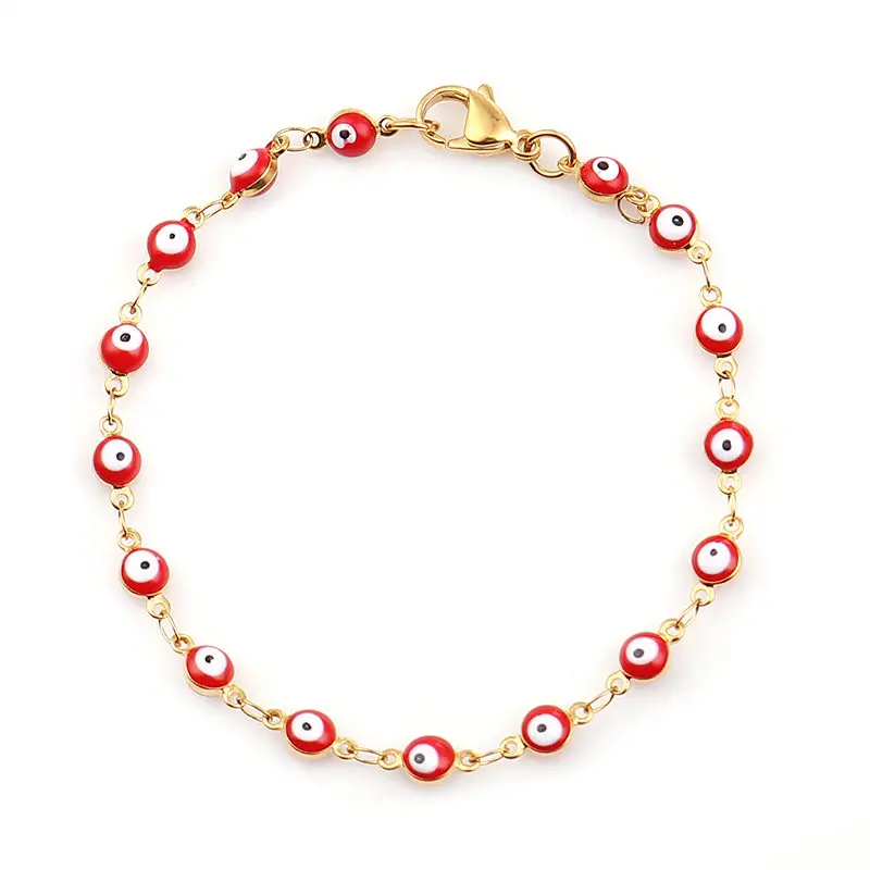 Fashion Stainless Steel Bracelets Blue Red Evil Eye Enamel Bead Bracelet for Women Lucky Turkish eye Jewelry Gifts bracelet jewelry