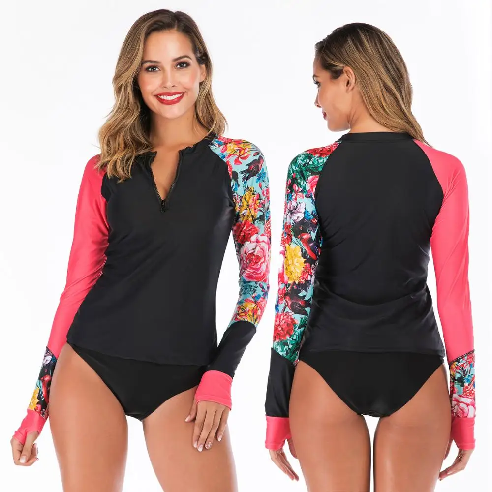 

Sexy Long Sleeve Swimwear Women Rash Guard Two Piece Rashguard For Surfing Beach Bathing Suits Surf Clothes 6604