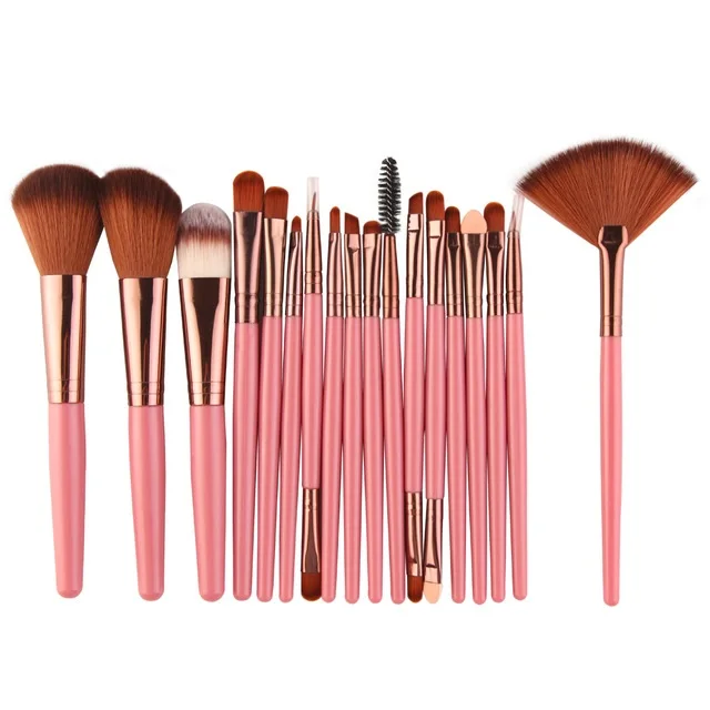

Popular Style 18 pcs Makeup Brush One Set Brushes Tools Kit Power Foundation Blush Eye Shadow Blending Fan Cosmetic