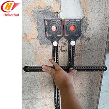 Керамическая плитка отверстие локатор Универсальный Регулируемый грязевая Плитка Стекло фиксированный удар Многофункциональный плиточный инструмент двойная головка складная линейка