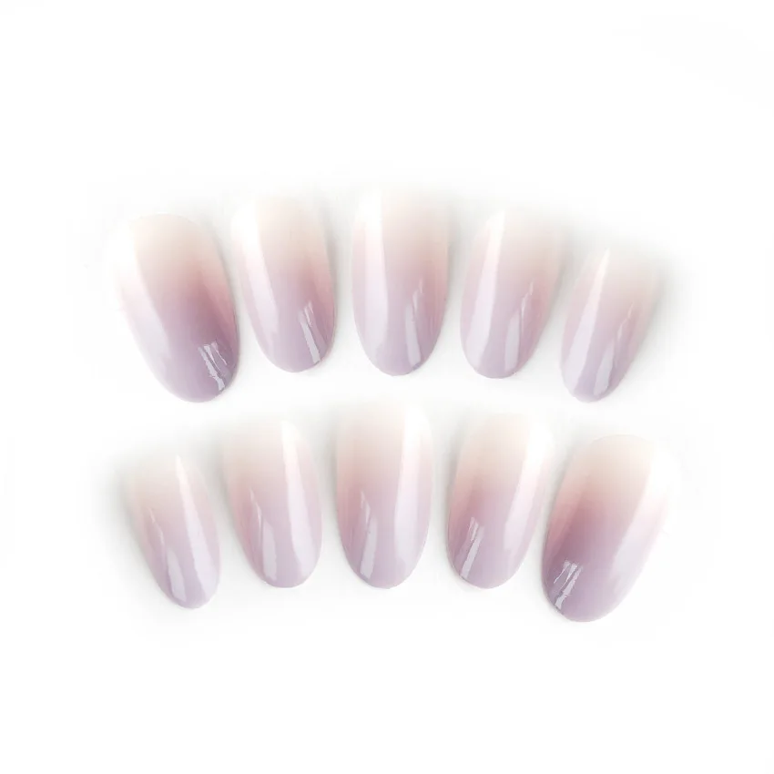 

24pcs Ballerina Fake Nail Gradient Round Head Coffin False Nails Sticker Nails Art Tips Full Cover Manicure Press On Nail Tipsy