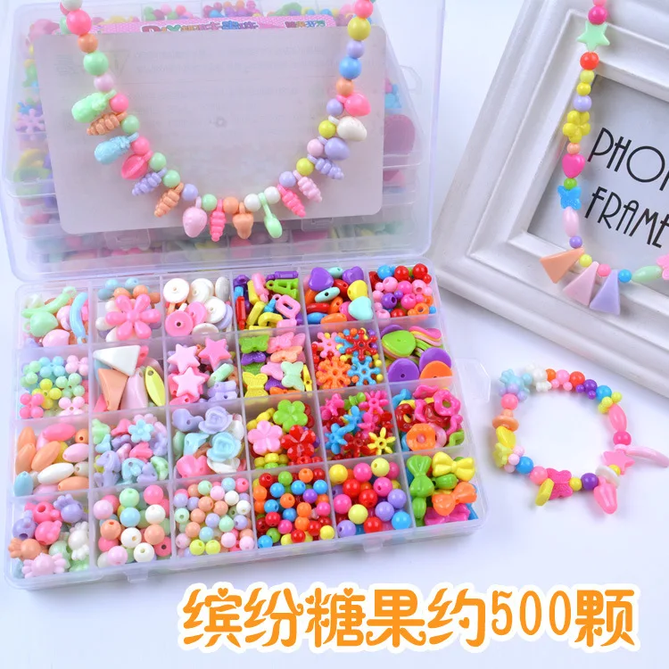 500pcs DIY Handmade Beaded Toy with Accessory Set Children Creative Girl diy Weaving Bracelet Jewelry Making girl Toys - Цвет: 10