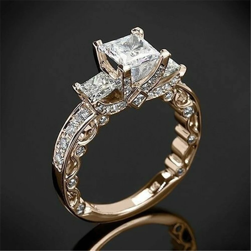 14 К золото принцесса алмаз 2 карат, кольцо для женщин Свадьба Bizuteria чистый драгоценный камень Белая Квадратная коробочка для кольца с бриллиантом ювелирные изделия для женщин