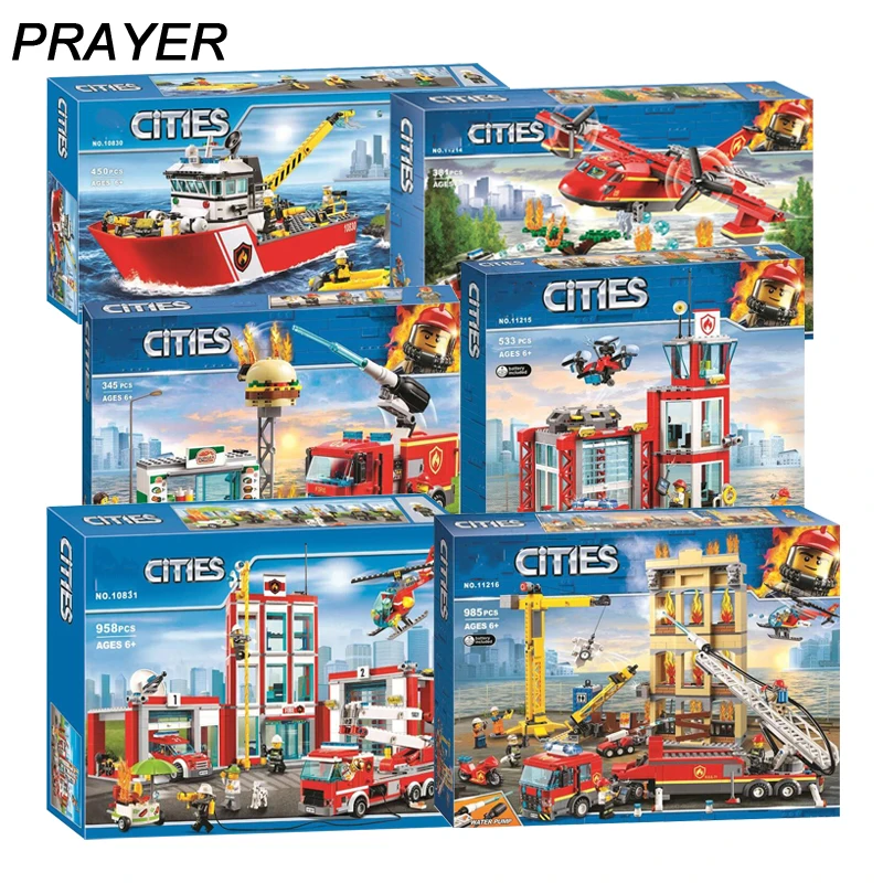 

NEW City Fire Station Series Model Compatible with Legoinglys 60216 60110 60214 Building Block Brick Toy for Children Gift