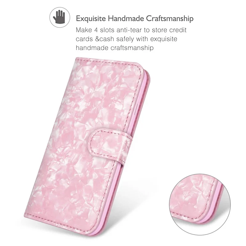 LLZ.COQUE кожаный чехол книжка с мраморными отделениями для карт ручным ремешком Samsung