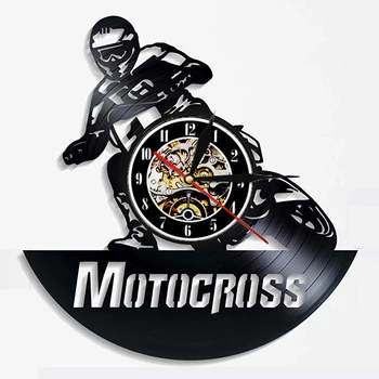 

Motocross Vinyl Record Wall Clock Modern Design Motorcycle Racing 3D Decoration Hanging Watch Vinyl Wall Clocks Home Decor