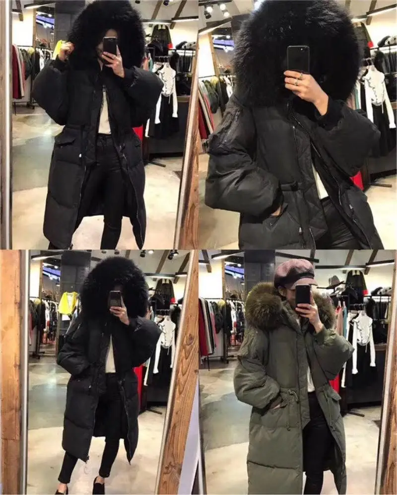 Южная Корея Dongdaemun Зимний стиль средней длины пуховик женское повседневное модное Свободное пальто от производителя