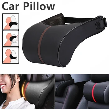 

1PCS PU Leather Auto Car Neck Pillow Memory Foam Pillows Neck Rest Seat Headrest Cushion Pad 3 Colors High Quality Interior