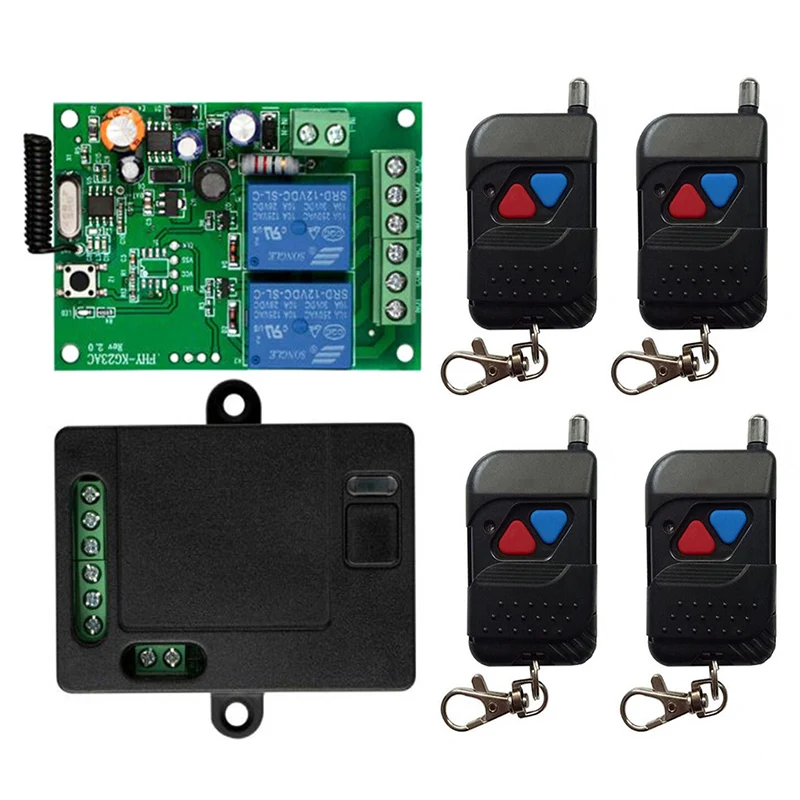 

433MHz AC110V 220V 2CH Wireless RF Remote Control Light Switch 10A Relay Output Radio Receiver Module+Transmitter Garage Door