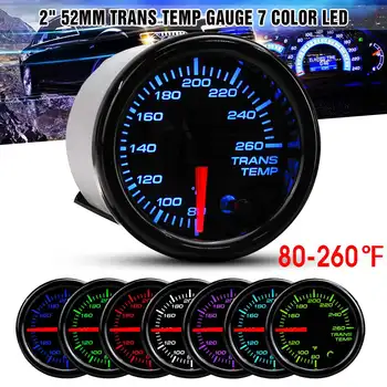 

12V Car Transmission Temperature Gauge 2 Inch 52mm 7 Color LED Digital Display 80-260F Auto Trans Temperature Meter with Sensor