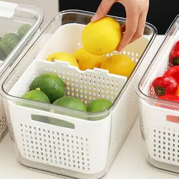 

Vegetable Fruits Storage Box Kitchen Fresh Keeping Container Refrigerator Storage Box with Cover