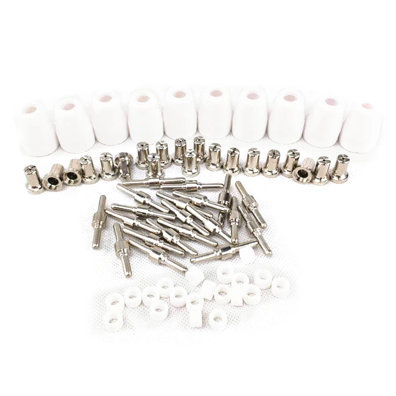 

70Pcs Plasma Cutting Torch Consumable Cutting Extended Long Shield Cup Swirl Baffle 40A Pt31 Plasma Torch Tip Electrode Nozzle
