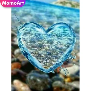 

MomoArt Diamond Painting Cross Stitch Blue Heart Handmade Gift Full Square Picture Rhinestones Diamond Mosaic Home Decor