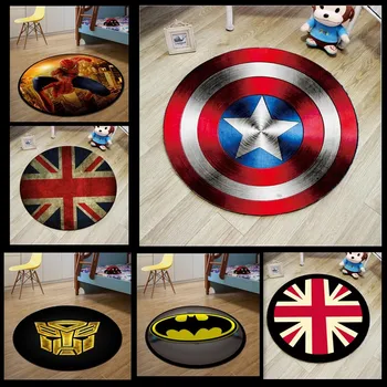 

Round Carpet Superhero Logo Printed Soft Carpets Anti-slip Rugs Computer Chair Mat Floor Mat for Kids Room Home Decor Door Mat