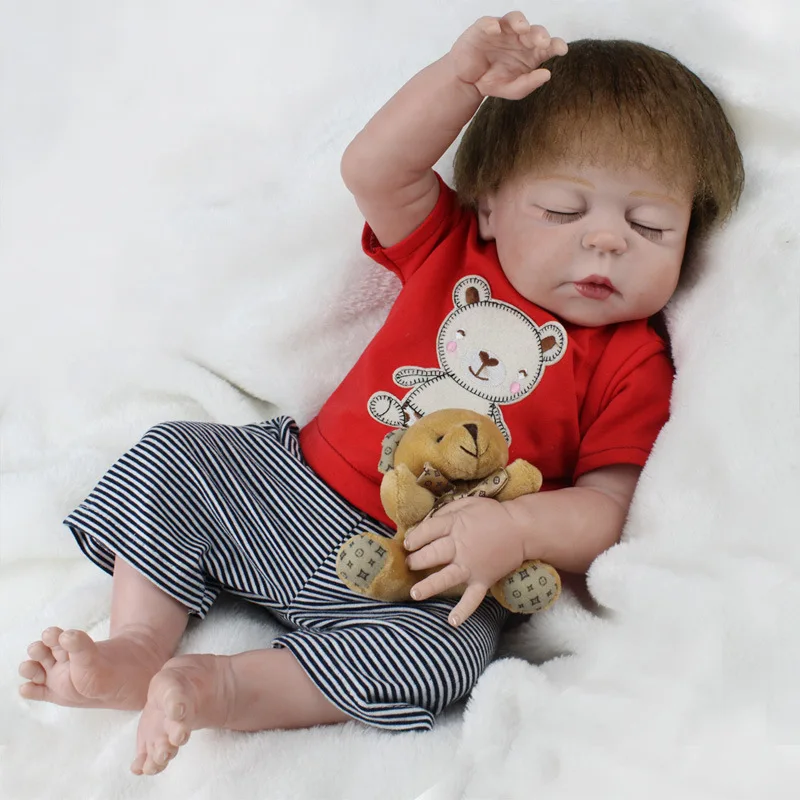 22 дюймов 55 см Reborn Baby Doll реалистичные очаровательные мягкие силиконовые детские куклы милая панда мультфильм Bebê день детей Подарки кукла игрушка