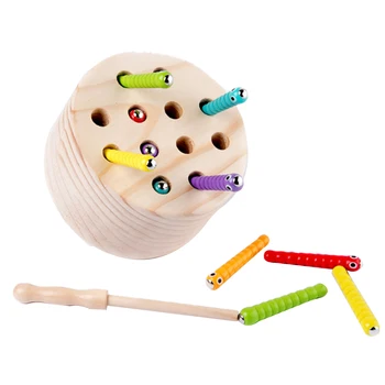 

Magnetic Caterpillar Wooden Toys Baby Memory Training Game Math Early Educational Interactive Toy Gift