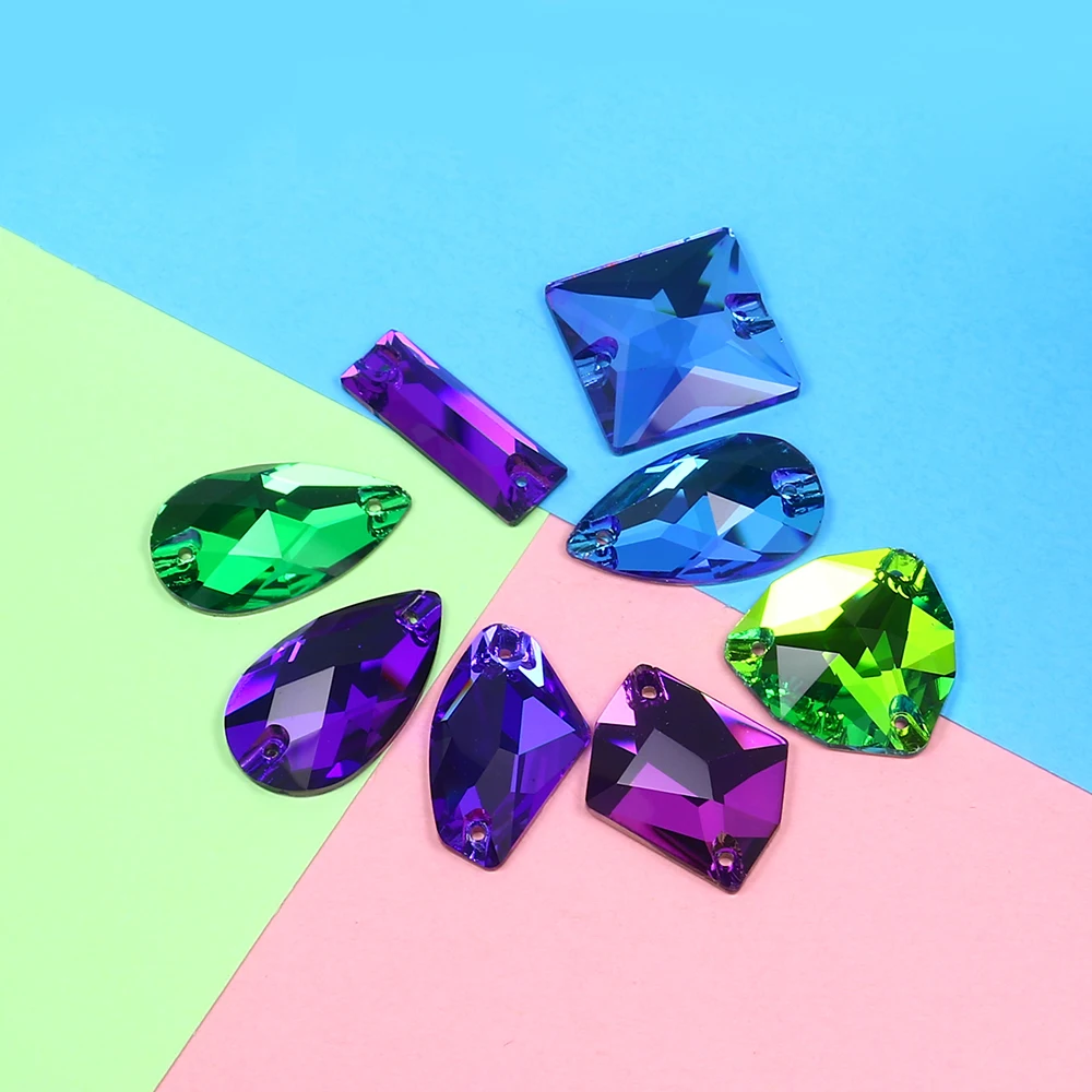 

20mm mix shape color 50pcs Glass Crystal Strass Sew On Rhinestones Flatback Sew On Stone Sewing Rhinestone For clothes Garment
