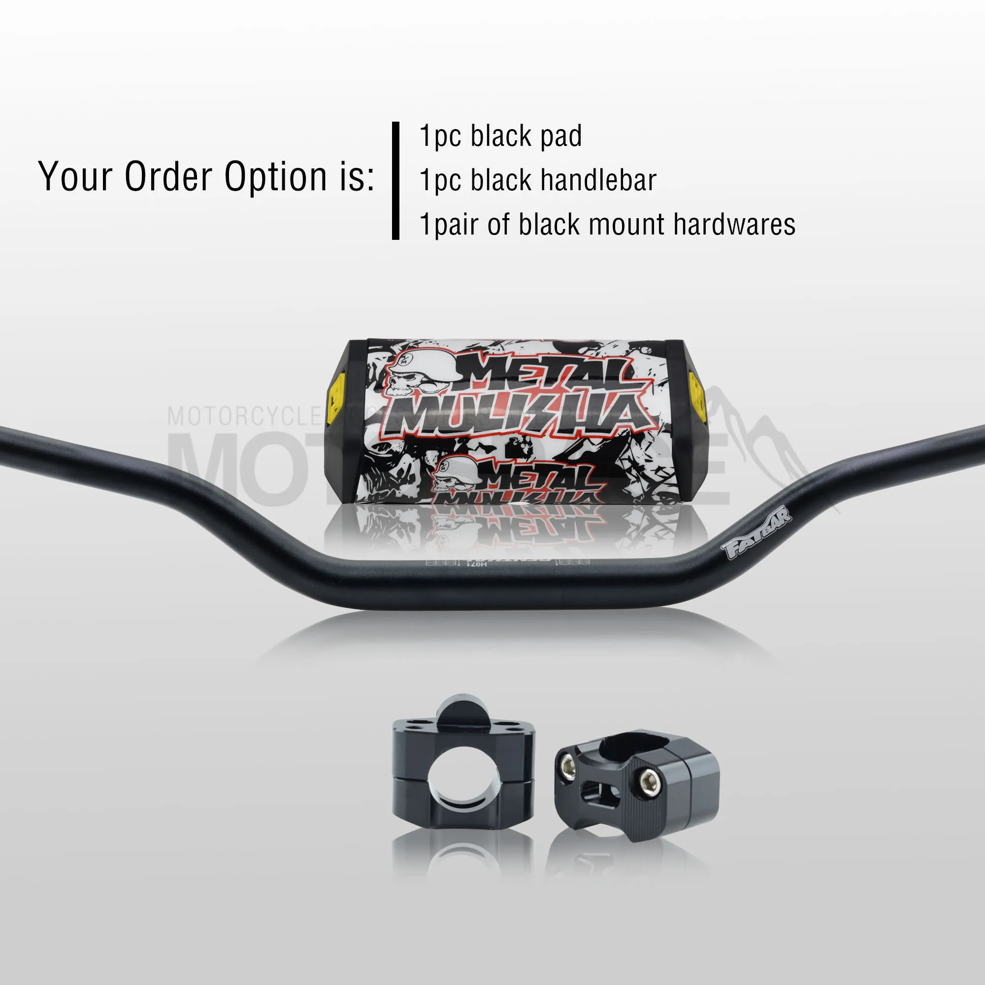 Black Combo3 Руль для Pro Taper Pack Bar 1-1/" Renthal Fatbar Колодки Ручки Pit Pro Racing Dirt Pit Bike мотоцикл с адаптер cnc - Цвет: Black Combo3
