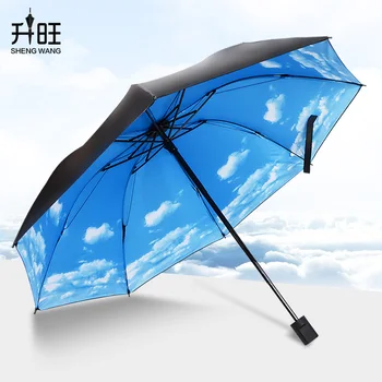 

Creative dual-use folding small fresh umbrella three-fold sun protection UV sun umbrella reinforced mobile phone umbrella