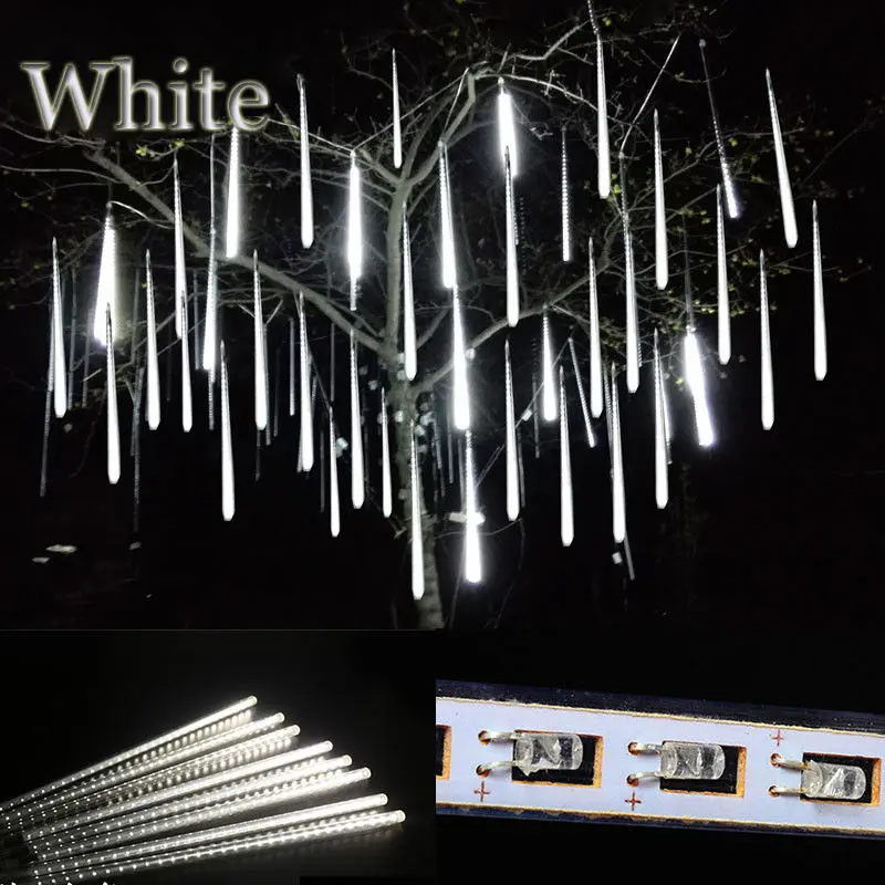 20CM  30CM 50CM Meteor Shower Rain Tube LED String Light 8 Tube Falling Rain Drop Icicle Christmas Wedding Fairy Light Garland solar string lights String Lights