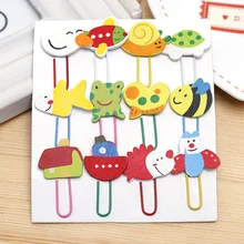 Trombone en bois avec animaux de dessin animé, 24 pièces, marque page, papeterie cadeau pour enfants (Styles mixtes)