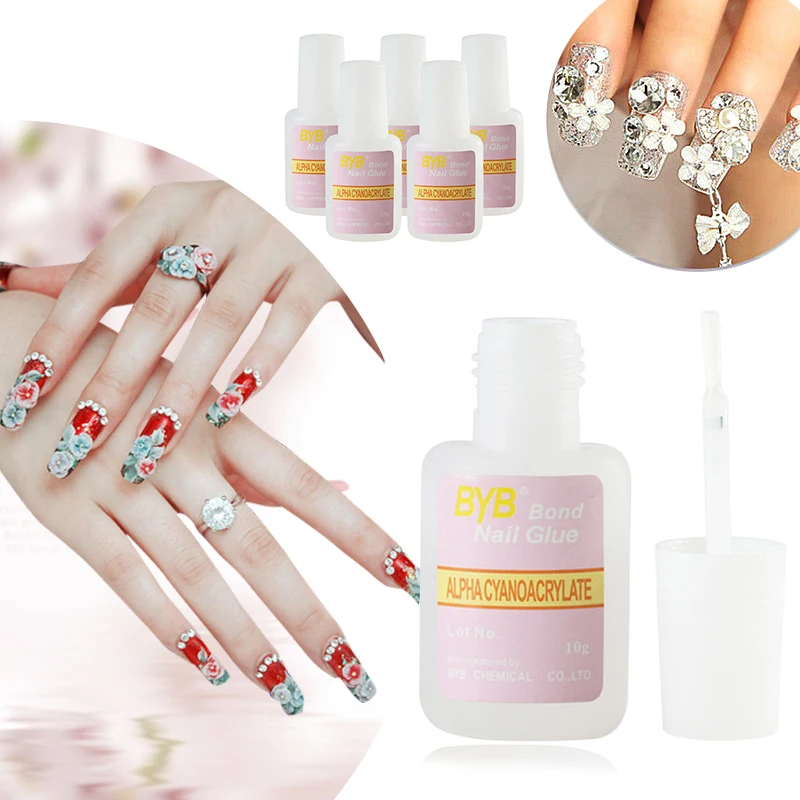 

10g Fast Drying Nail Glue with Brush False Nails Tips Acrylic Primer Nail Prep Art Decorations Gel Nail Polish Semi Permanent UV