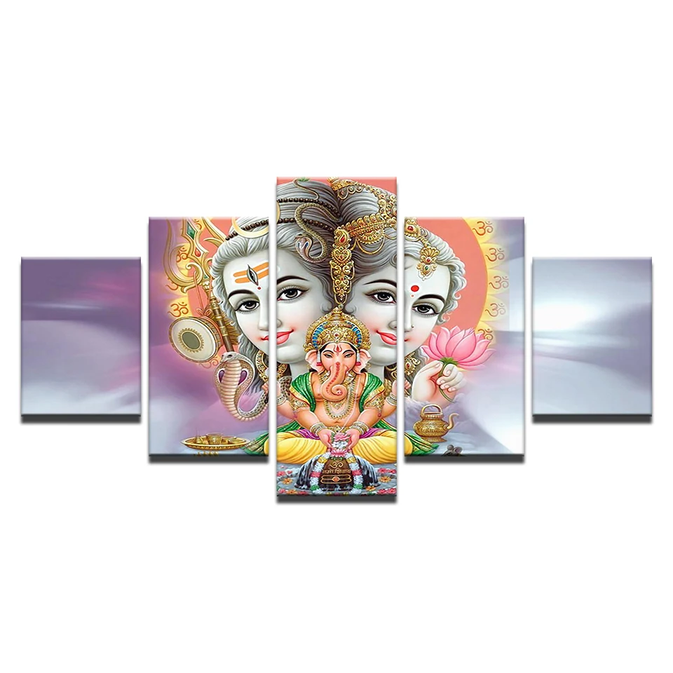 Абстрактные картины Mahesvara постеры 5 шт. холст Индийский Бог Шива настенные