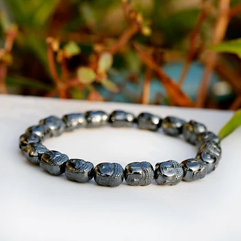 Charm Hematite Buddha Beaded Bracelet Women Classic Meditation Elastic Black Chakra Bracelets