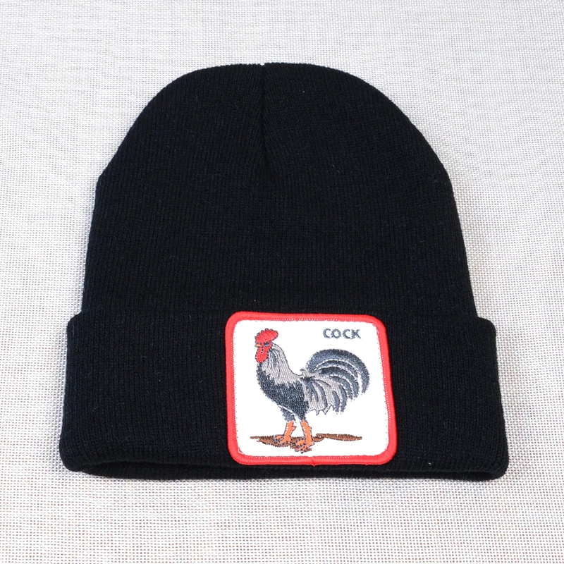 Lovely Animals Cock Beanies Men Women Knitted Winter Hat Embroidery Boys Girls Skullies Bonnet