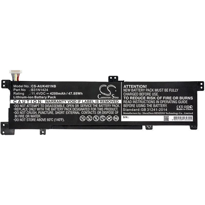 Cameron sino 4200 мА/ч, Батарея для Asus A400U A401L K401 K401LB K401LB5010 K401LB5200 K401LB5500, B31N1424