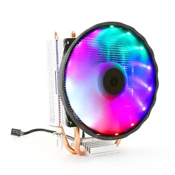 

Double Copper Pipe CPU Cooler Silent Radiator RGB LED Colorful Light Heatsink Cooling Fan Desktop Computer Accessories