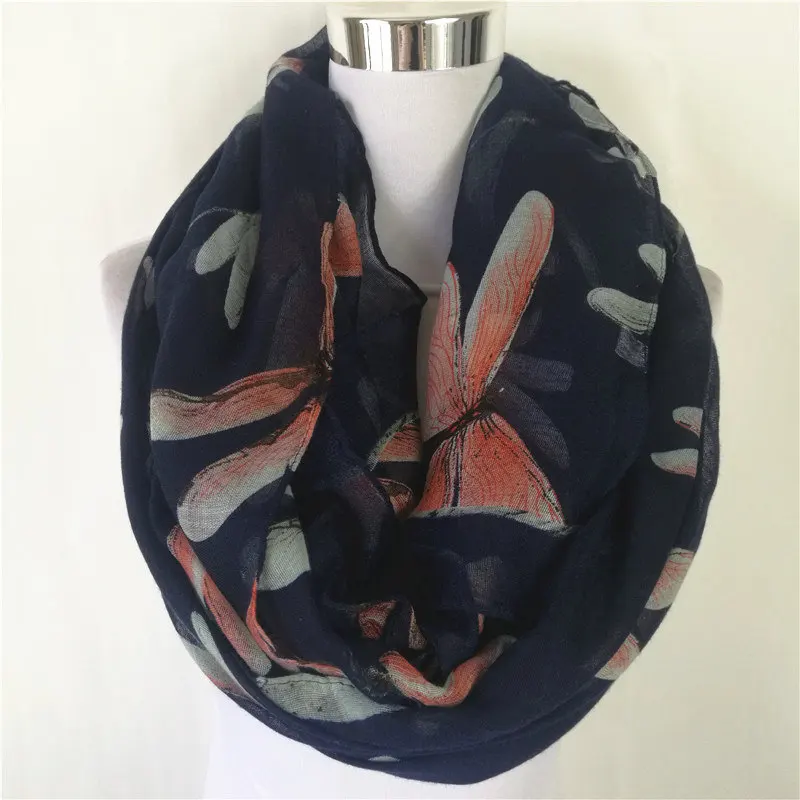 Circle scarf Navy Новая мода большой стрекоза Бесконечность шарф животное петля шарф женские шарфы песочно-коричневые платки круг шейный платок горячее кольцо шарф - Цвет: Circle scarf Navy