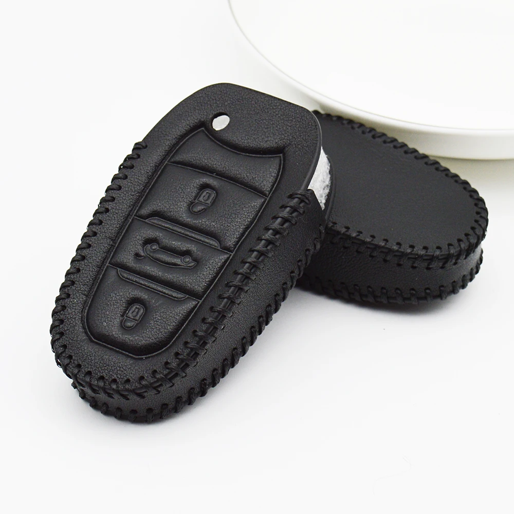 Leather Car Key Case Cover For Citroen Jumpy Berlingo C3 C4 Grand Picasso Xsara Cactus DS5 DS4 C5 X7 Ring Shell Accessories | Автомобили и