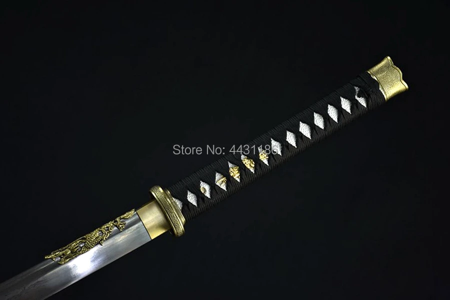 Copper Saya Japanese Samurai Sword Katana Sharp Damascus Stee Blade W/Dragon Home Decoration Collection Real Knife Swords