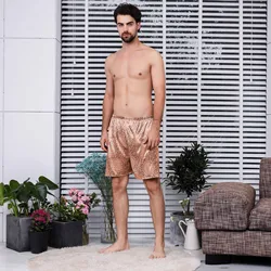 Pyjama imprimé en soie pour homme, Short demi longueur, décontracté, ample, A40 