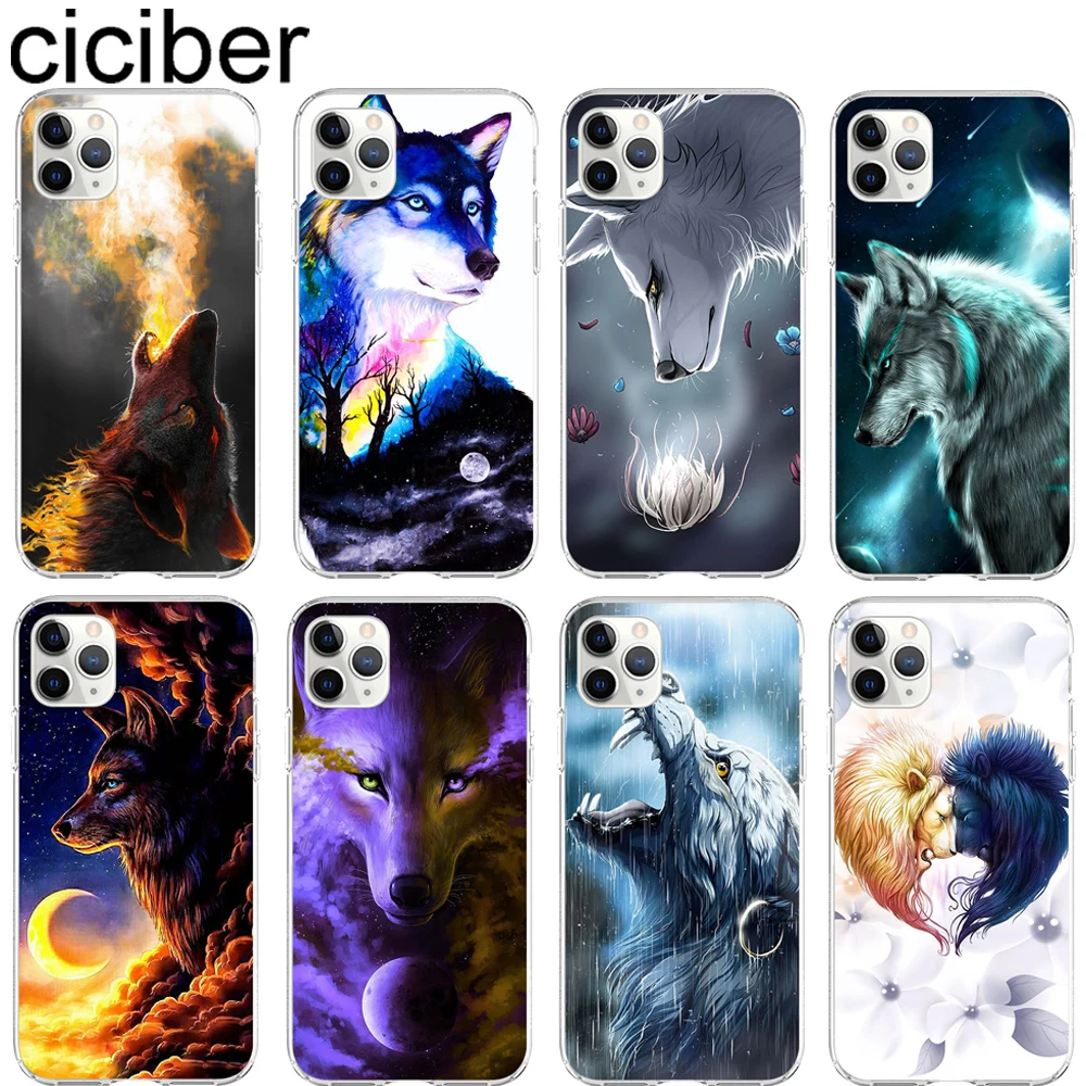 Мягкий ТПУ чехол ciciber с животным волком и львом для iphone 11 Pro Max 7 8 6 S Plus 5 SE чехлы X XR XS