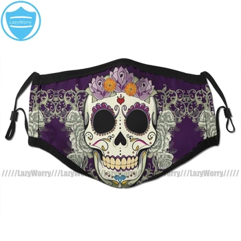 

Skeleton Mouth Face Mask Vintage Skull And Flowers Facial Mask Fashion Funny with 2 Filters for Adult
