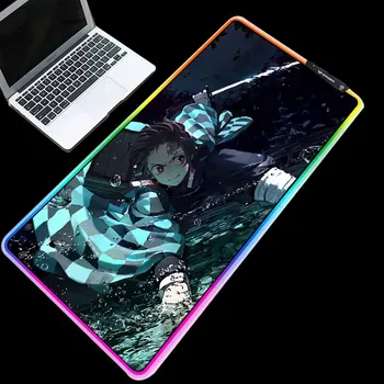 

Mairuige RGB Computer Game Mouse Pad Large LED Cold Light USB Electric Animation Stove Door Tanjiro Home Quality Keyboard Mat