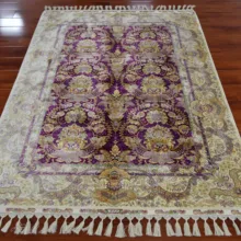 4'x6' фиолетовый цветок Шелковый ковер ручной работы Горячая области ковер Восточный шелковый ковер напольный коврик